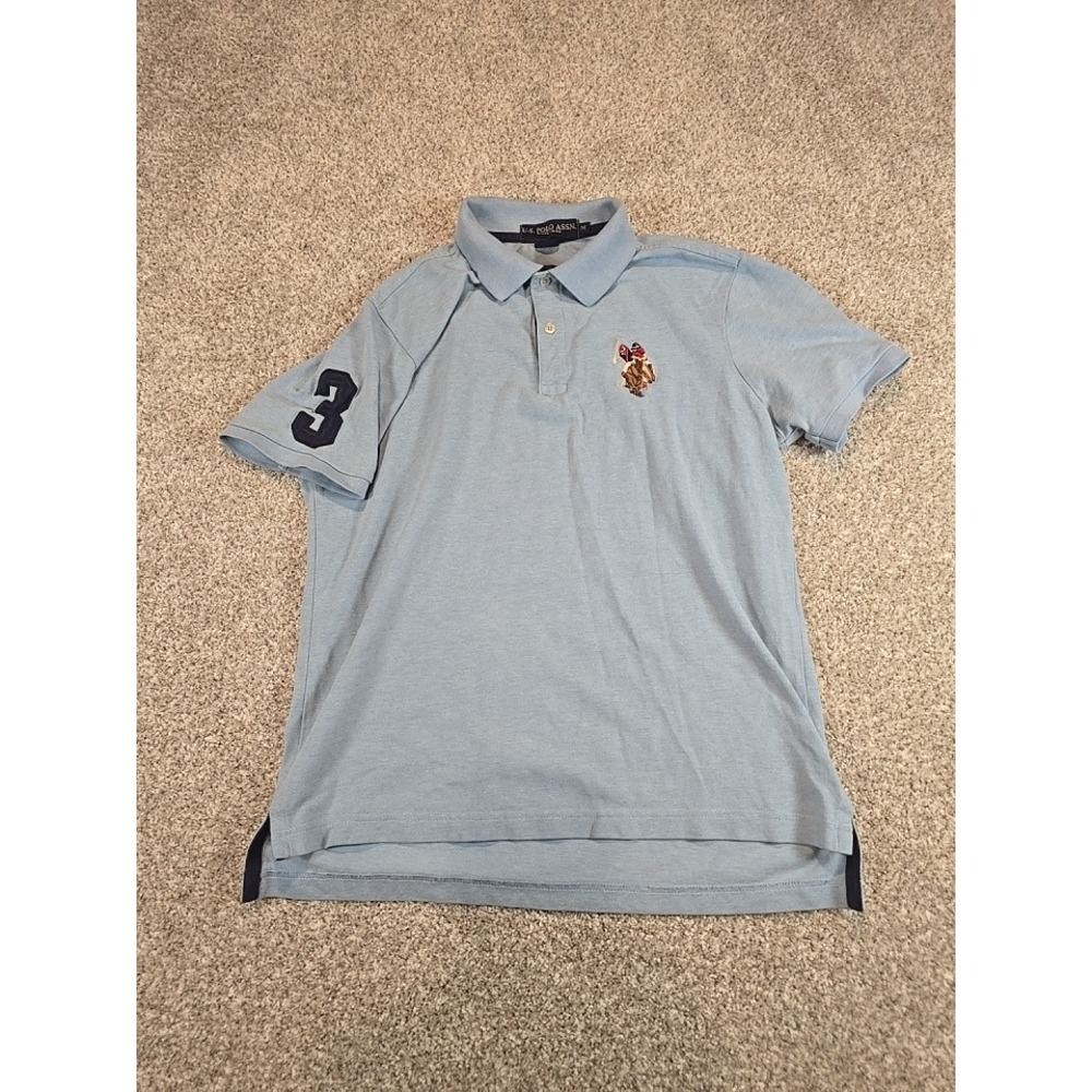 US Polo Assn Mens Light Blue Short Sleeve Pique Polo Shirt Size M 11304588